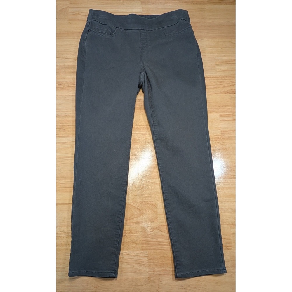 Liz Claiborne Amber‎ Gray Pull On Skinny Leg Pants 4P Petite Charcoal Stretch